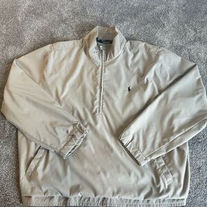 Polo Ralph Lauren Jacket Mens XXL Beige Half 1/2 Zip Golf Windbreaker Bomber 2XL